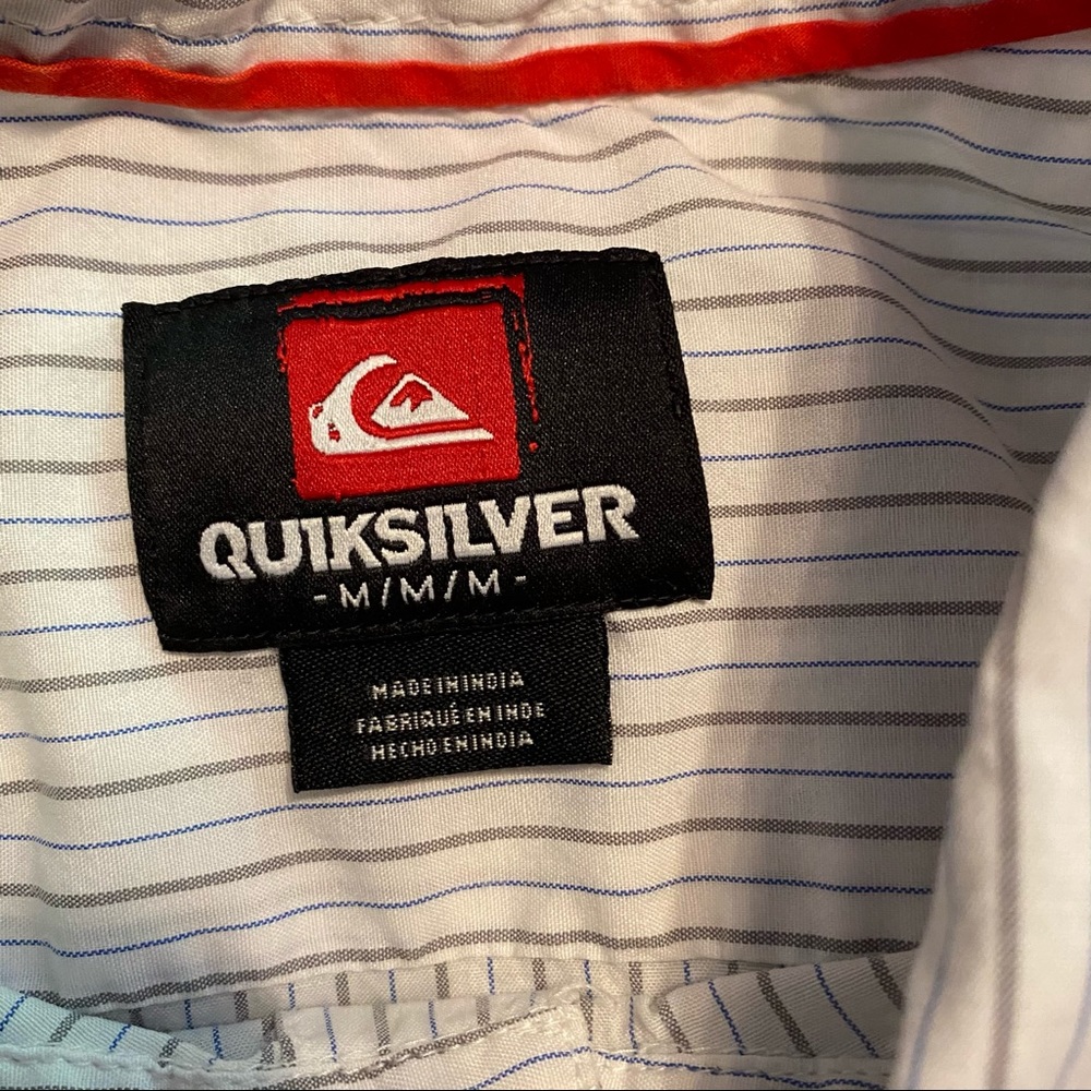 Quiksilver Shirt Men’s Short Sleeve White Gray Pinstripes Button Down Casuall - Picture 5 of 7